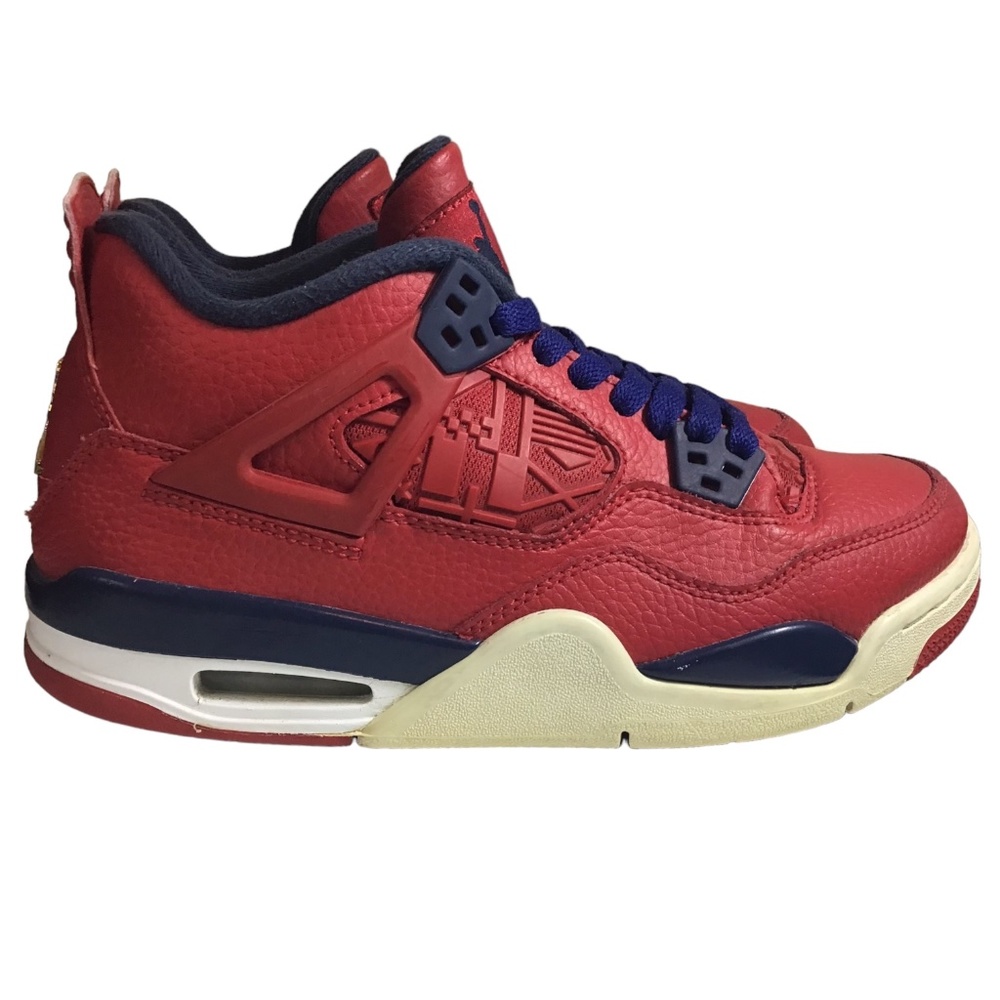 Nike Air Jordan 4 Retro FIBA Gym Red Navy Gold GS Youth 5.5Y Sneakers - Picture 1 of 8
